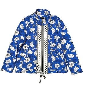 Susan Graver Weekend Blue Floral Full Zip Up Women’s Jacket Size Medium